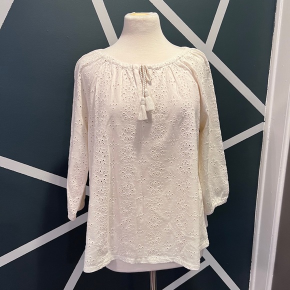 NWT J Jill Eyelet Tie Front Tunic - Picture 4 of 10